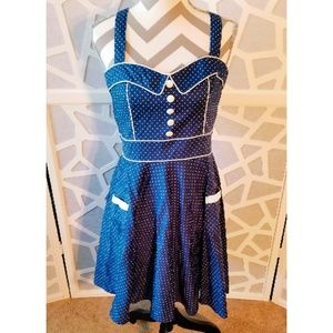 Modcloth Navy Blue w/White Polka Dots Dress